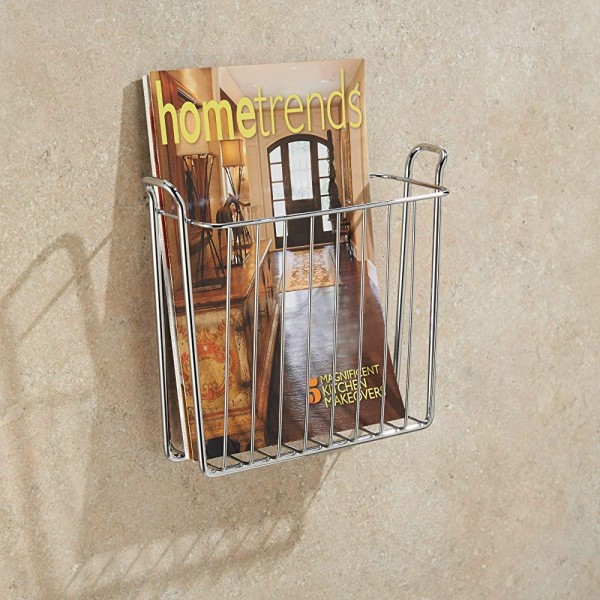 iDesign porte revue à fixer au mur petit porte magazine mural en métal pour revues journaux ou magazines range magazine pour la salle de bain argenté - BJQWJWYLO