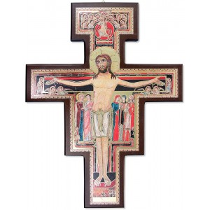 Croix de Saint Damien en Bois MDF mural 40 x 30 x 1,5 cm - BBA6EBUOM