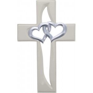 Croix murale décorative en forme de cœurs entrelacés – Joined in Love – Saint-Valentin anniversaire mariage couple décoration artistique de Jésus - B7JN4RGDP