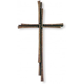 Croix Murale Rustique en métal Bronze ou Aluminium Croix Rustique 59x35cm HxL Bronze patiné à la Cire - B94K3MQNN