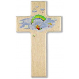 Cruzifix24 Croix pour enfant Motif enfants avec parasol en bois naturel multicolore imprimé 15 x 9 cm Naissance Baptême Communion Garçon Fille - BK1B6DCZT