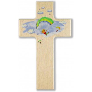 Cruzifix24 Croix pour enfant Motif enfants avec parasol en bois naturel multicolore imprimé 15 x 9 cm Naissance Baptême Communion Garçon Fille - BK1B6DCZT