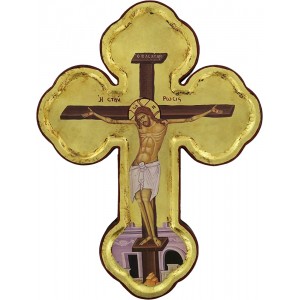 Ferrari & Arrighetti Croix Icône Christ morent fabrication Greca en bois et fond feuille d'or – 28 x 21 cm - BD5N2EUYD