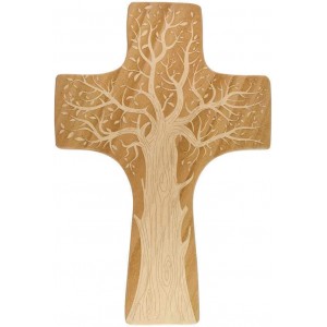 kruzifix24 Croix murale motif arbre de vie naturel foncé – Hêtre clair ombragé 30 x 20 cm Croix en bois - B2ADAUNOJ