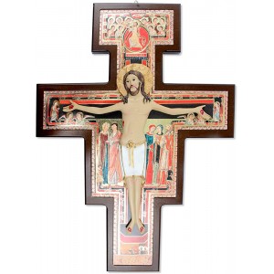 Proposte Religiose Croix de Saint Damien en Bois mural avec Christ en relief 40 x 30 x 2,5 cm - B1M3QPAVV
