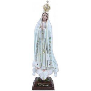 Statue de la Madone de Fatima en résine peinte à la main avec yeux en verre. Hauteur 27 cm - B3DJKTJCE
