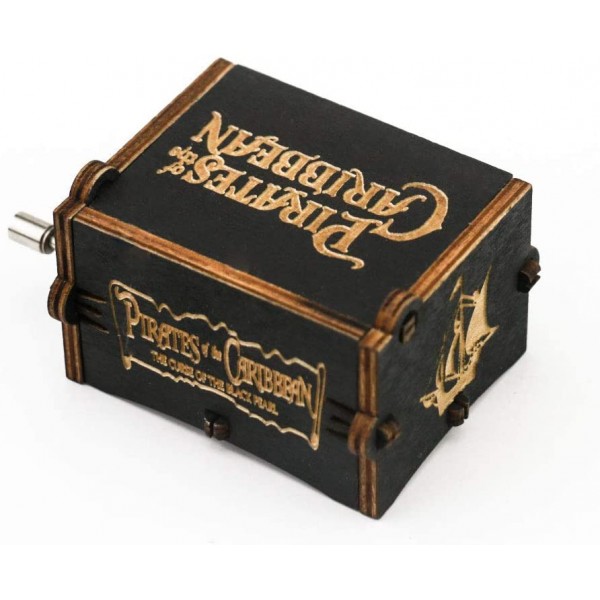 Boîte à musique Pirates des Caraïbes en bois sculpté à la main cadeau musical thème Play Davy Jones noir - B77NDCTIH