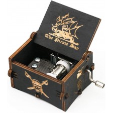 Boîte à musique Pirates des Caraïbes en bois sculpté à la main cadeau musical thème Play Davy Jones noir - B77NDCTIH