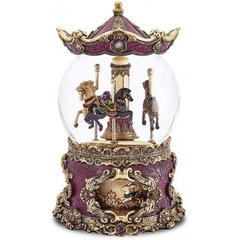 Boîtes à Musique et Figurines Luxe carrousel Boîte à musique en violet avec changement de couleur LED Boîtes à musique for l'anniversaire Noël Décoration d'intérieur Collection Cadeaux de Noël - BA861FRYL