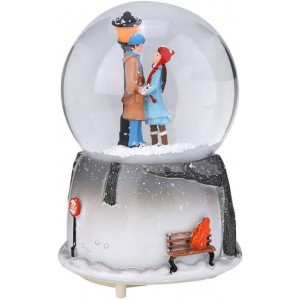 Boîtes à musique et figurines Music Box Lovers hiver verre Snow Globe Crystal Ball Music Box Craft Accueil Décor bureau cadeau de mariage - B4AJMXBJI