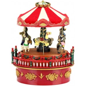 XYZMDJ Music Box-Musical Carrousel Figurine Plays Tune carrousel Boîtes de Musique Figurines Red carrousel Music Box - B3HDJROAF