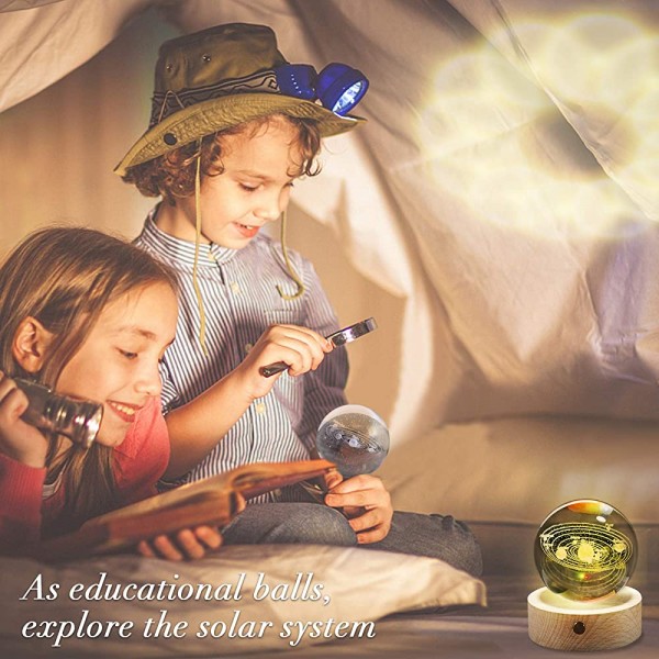 Furniture Life Boule de Cristal 3D avec système Solaire Boule de décoration à la Maison et au Bureau Cadeau pour Un Anniversaire Les Enfants Les Amateurs d'astronomie 3,15 Pouces - BEH18FKJJ