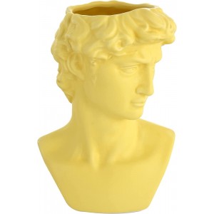 Baroni Home Vase en céramique tête de David jaune statue demi-buste de style classique porte-stylos surmobile 14 x 11,5 x 19 cm - BK3KMXCPA