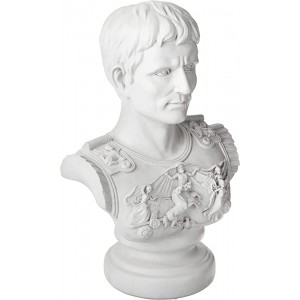 Design Toscano Primaporta Auguste César Statue de Buste 46 cm polyrésine pierre antique - B59WBTXXE