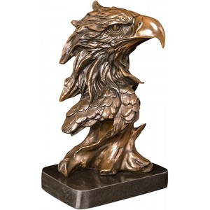 LXXSH Sculpture tête d'aigle en bronze Statue de buste de faucon Animaux sauvages Figurine en cuivre pour décoration de la maison Accessoires - B4D35TYUD