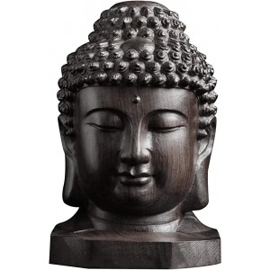 ALEOHALTER Statue de tête de bouddha en bois avec finition bronze - B6169AEEZ