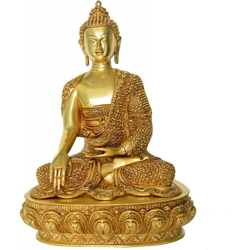 Crafting with Love Sculpture unique de Bouddha du Seigneur en laiton avec finition antique. Dimensions : 30 x 22 x 41 cm. - BDB79RNLK