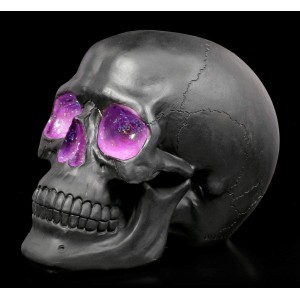 Figuren Shop Gmbh Tête de Mort Gothique avec Pierres D'Kristallverzierungen Geode Skull Fantasy Figurine Décorative Peint à la Main - B6AN1MUEB