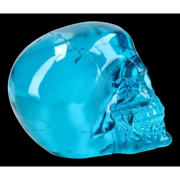 Figuren Shop GmbH Tête de mort gothique Transparent Bleu Massif Lourd Fantasy Skull Tête Sculpture Figurine décorative H 12 cm - B1BVMHFBC