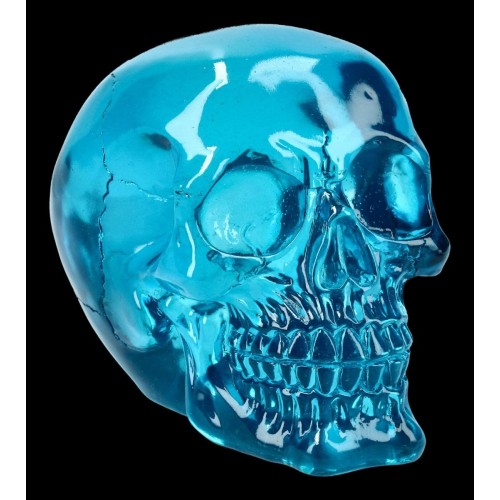 Figuren Shop GmbH Tête de mort gothique Transparent Bleu Massif Lourd Fantasy Skull Tête Sculpture Figurine décorative H 12 cm - B1BVMHFBC
