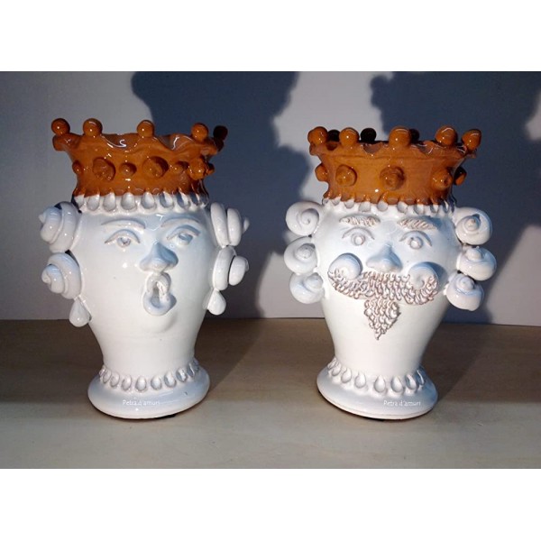 Petra d'amuri Têtes de Moro classiques en céramique Sicile H 22 Hand Made in Sicily - B6KBANJYM