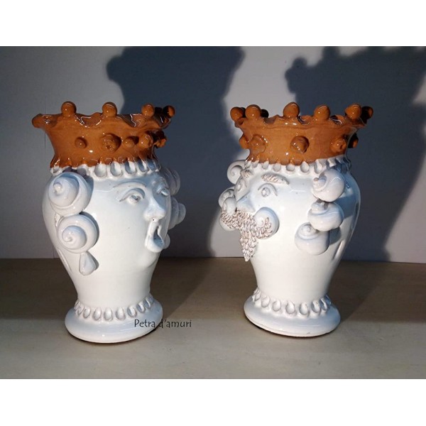 Petra d'amuri Têtes de Moro classiques en céramique Sicile H 22 Hand Made in Sicily - B6KBANJYM