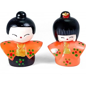 Art Saigon Couple Poupées japonaises Oranges Kokeshi Hauteur 4cm réf. S13-180003 - B55BEELNN