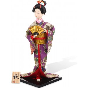 Beavorty Japonais Kokeshi Poupée Miniature Geisha Figurine Vintage Traditionnel Kimono Fille Poupée Statue Ornements de Bureau pour La Maison Restaurant Sushi Plaque Décor de Table - B9B8AVVLD