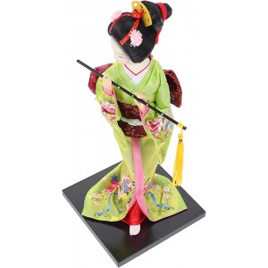 ibasenice Japonais Kabuki Poupées Geisha Kimono Asiatique Figurines de Collection 12 Pouces Kimono Geisha Poupée Statue Sculpture pour Bureau à Domicile Étagère de Bureau - BEN49POIC
