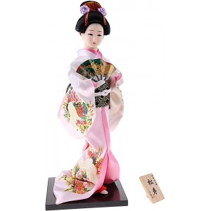 Qtrednrry Figurine de Geisha de PoupéE de Kimono Japonais de 12 Pouces avec des Ornements de Ventilateur Cadeau Art Craft Objets de Collection Cadeau de Tissu pour Fille - BK2A8MFOP
