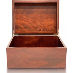 Grande boîte en bois avec couvercle à charnière – Boîte de rangement en bois avec couvercle – Boîte à souvenirs en bois – Boîtes décoratives avec couvercles chêne foncé - B21A2YQXU
