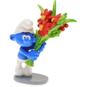 Figurine de Collection Pixi Le schtroumpf avec Le Bouquet de Fleurs 6419 2016 - BV4N2JADX