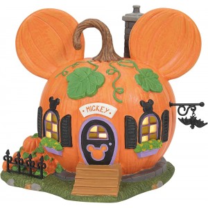Department 56 Disney Village Maison éclairée Mickey Mouse Citrouille d'Halloween 14 cm Multicolore - B6D36EZFI