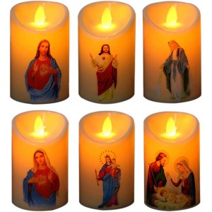 unknows Rcevbocc Jésus Lampe de prière à LED bougie chauffe-plat romantique bougie électronique sans flamme bougie de prière sans flamme - BVEV9JEWI