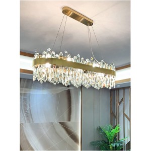 Luxury Crystal Chandelier for Living Room Dining Room Ceiling Lamp Modern Minimalist Rectangle Brass Gold Creative lustr Emitting Color : Cold White - BEJ2MKEYW