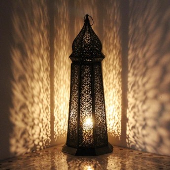 albena shop 73-118 Torre lanterne orientale style marocain métal 58 cm noir or - BD849VUWR