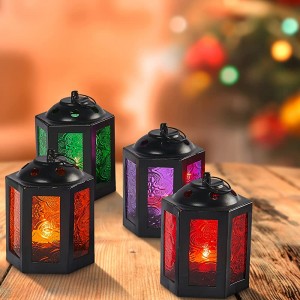 Lot de 4 lanternes orientales Akula Multicolores de 10 cm | 4 photophores orientaux en métal et Verre en 4 Couleurs | Lanterne en Verre Marocaine pour l'extérieur comme Lanterne de Jardin - BNANWZWRJ