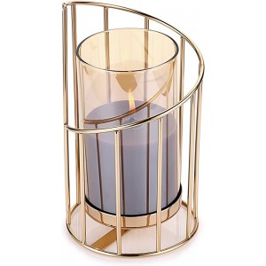 ALMAK Bougeoir doré en verre Design créatif avec formes géométriques Décoration d'anniversaire Décoration de table Bougies pilier et bougies chauffe-plat En métal - B81KWDYDV
