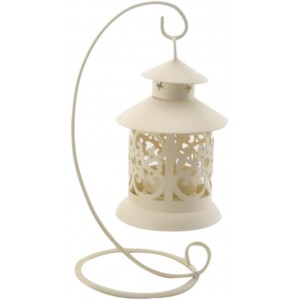 Brussels08 Photophore décorative en métal avec support pour bougie chauffe-plat et lanterne marocaine antique décoration de mariage blanc - BN771AHKJ