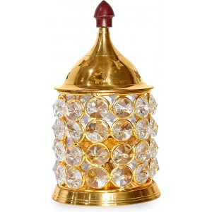 Artisan Diwali Gift Diwali Deepawali Décoration Akhand Diya Lampe à huile décorative en laiton cristal en forme de lanterne | Lampe Puja 17,8 cm Article cadeau indien. - B1KJBUZYO
