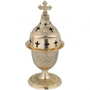 IconsGr Lampe a Huile de Table en Bronze culte chretien orthodoxe Grec avec coupelle en vevre Rouge pour Les veillée Bougie 9601b - B1NVWXUBK