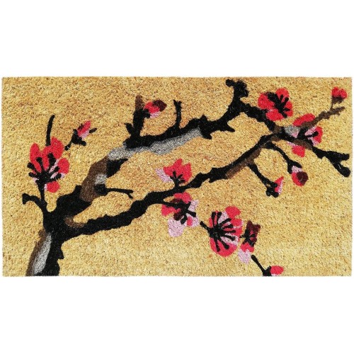 Banzaii Tapis Entrée en Fibre de Coco Paillasson Extérieur 40 x 70 cm avec Base Antidérapant en PVC et Absorbant Fleur de Cerisier - BWVQ3HNDY