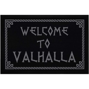 MoonWorks® Paillasson avec inscription « Welcome to Valhalla Viking Willkommen » antidérapant et lavable Noir 60 x 40 cm - B8D3ARFCW