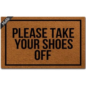 MsMr Paillasson antidérapant avec inscription « Please Take Your Shoes Off » en tissu non tissé 60 x 39 cm - B943ERWDC