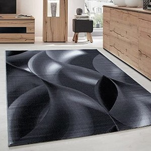 Carpettex Teppich Tapis de Salon Moderne Designe Motif des Vagues Courte Pile Noir Gris 160x230 cm - BD729RNZS