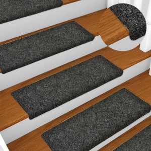 Lot de 5 tapis d'escalier gris 65 x 25 cm aiguilleté Couleur : gris Matière : tissu aiguilleté 100 % polypropylène - B3QAMLXYQ