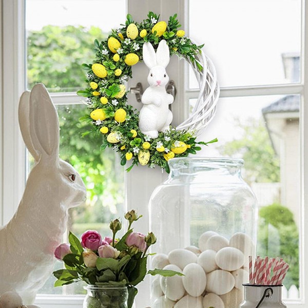 Couronne de Pâques en acrylique pour porte d'entrée œufs de printemps baies fleurs couronne guirlande décoration murale ornement - BEMW7PPQR